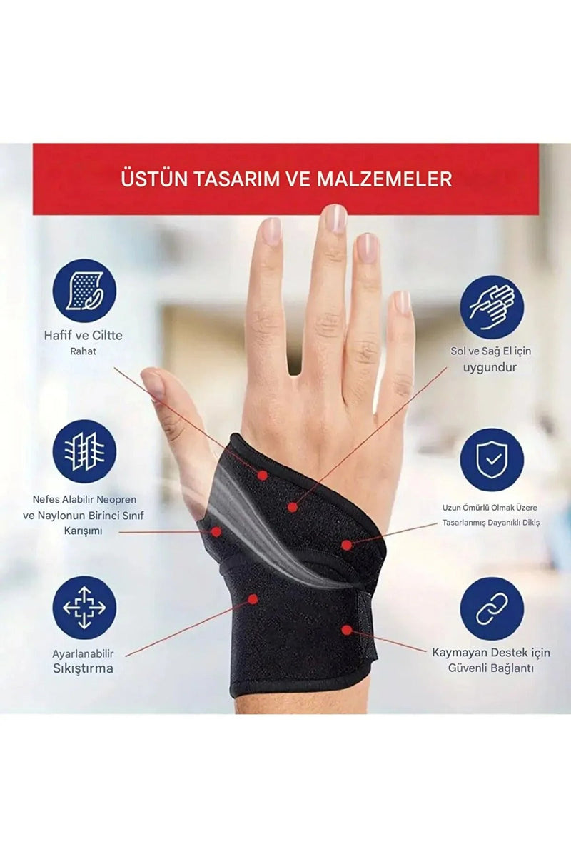 Başparmak Destekli Ayarlanabilir Bilek Bandajı — Tekli, Siyah